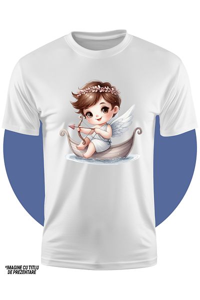 StoryGift Romania Tricou Copii Cu Un Bebelus Cupidon Vesel, Ilustratie, Trage Cu Arcul, Aripi, Indragostire,