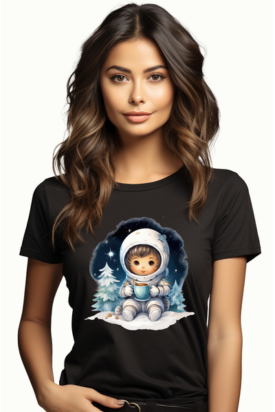 StoryGift Romania Tricou Femei cu o fetita in costum de astronaut, ilustratie...