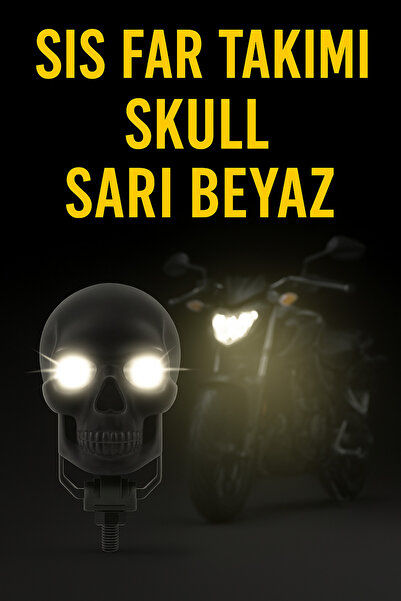 C9 Skull Head Özel Tasarım Off Road Sis Lambası (Açma Kapama Gidonlu) 2 Adet