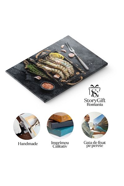 StoryGift Romania Canvas Painting 140 x 90CM - King of the Sea: Langoustines and Tiger Shrimps Crud 140x90CM,STG