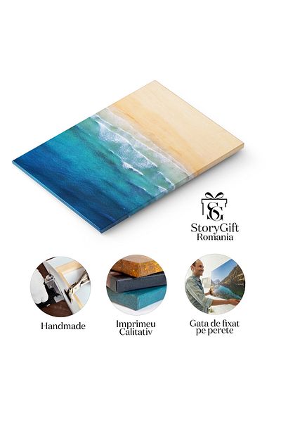 StoryGift Romania Tablou Canvas Islanda Vedere Aeriana Pe Coasta Si Ocean, Peisaj, Natura 2450
