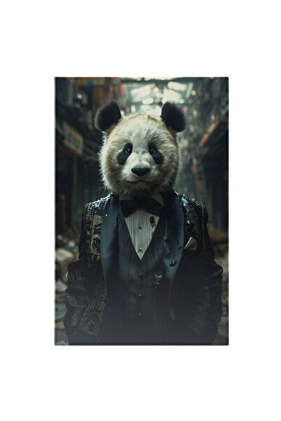 StoryGift Romania Tablou Canvas Urs Panda La 4 Ace Cu Costum Și Papion Negru ...