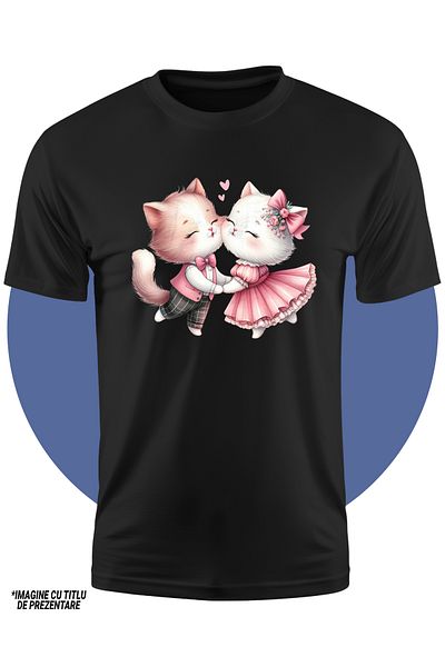 StoryGift Romania Tricou Copii Cu O Pisicuta Si Un Motan, Ilustratie, Relatie, Prietenie, Rochie, Fericire,