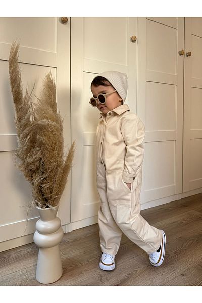 bohemiankids baby wear Кафяв гащеризон с яка на риза