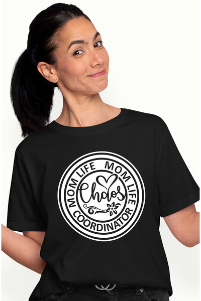 StoryGift Romania Tricou Femei cu mesajul in engleza "Mom life, chaos coordin...