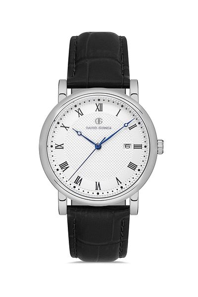 DAVID GUNER Men's Black Original Leather Band Wristwatch - Dg-8671Gb-J1J