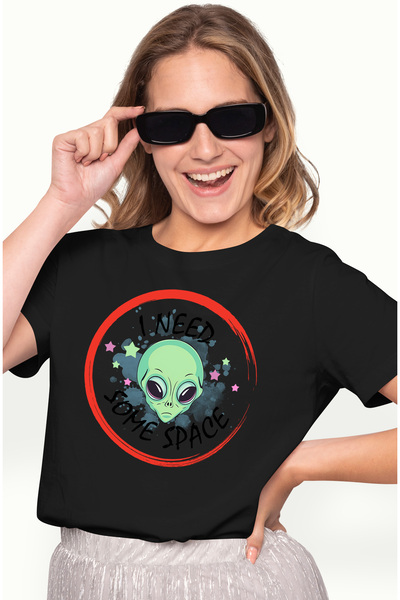 StoryGift Romania Tricou Femei cu un cap de extraterestru, verde, ilustratie,...