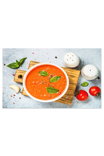 StoryGift Romania Tablou Canvas Supa De Rosii La O Masa Alba, Prezentata Intro Imagine De Sus, Cu Textura Cremoas