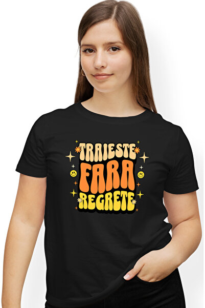 StoryGift Romania Tricou Femei Traieste Fara Regrete, cu imprimeu pe Fata, 10...