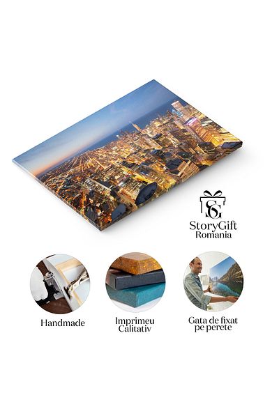 StoryGift Romania Tablou Canvas: Viziune Aeriana Asupra Orasului Chicago, Zgarnie-nori Si Centrul Orasului In Pri