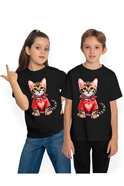 StoryGift Romania Tricou Copii Cu O Pisicuta Care Poarta O Bluza Cu Inimioara...