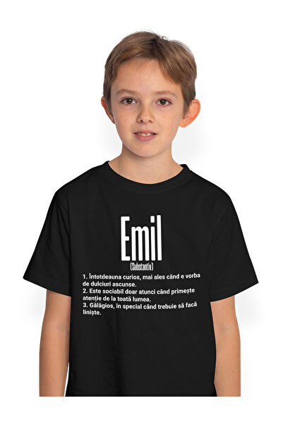 StoryGift Romania Tricou Copii Baieti Cu Numele Emil, Cu Mesaj Amuzant, Curio...