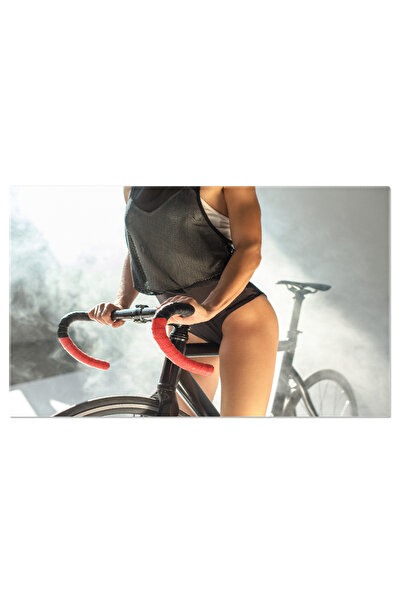 StoryGift Romania Tablou Canvas Eleganta Pe Doua Roti Femeie Stilata Pozand Cu Bicicleta, Emanand Frumusete Si gr