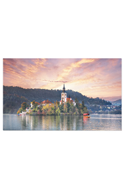 StoryGift Romania Tablou Canvas Vedere La Apus La Destinatia Turistica Bled, ...