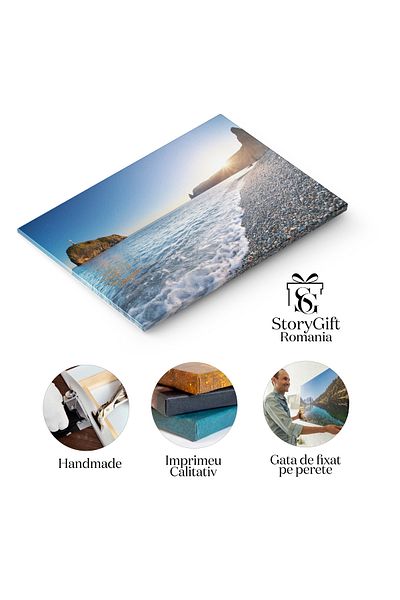StoryGift Romania Tablou Canvas Cruce Si Stanca In Zona De Coasta Stanca, Apa, Natura, Peisaj, Plaja 1176