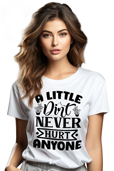 StoryGift Romania Tricou Femei pentru gradinari cu mesajul "A little dirt nev...