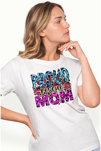 StoryGift Romania Tricou Femei cu mesajul "Proud Rescue Mom", caine, animal d...