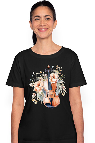 StoryGift Romania Tricou Femei cu o vioara, ilustratie, instrument muzical, f...