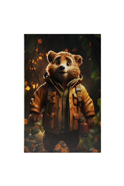 StoryGift Romania Tablou Canvas: Scena Animată A Ursului Desen Cu Foc Și Flor...