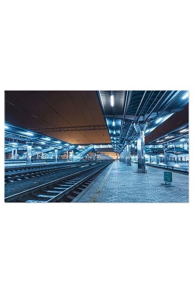 StoryGift Romania Canvas Painting: Train Station - Night Travel