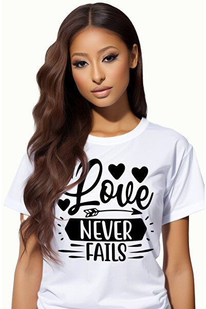 StoryGift Romania Tricou Femei cu inimioare si textul "Love never fails" - iu...