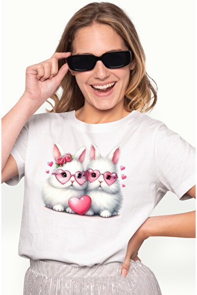 StoryGift Romania Tricou Femei cu 2 iepurasi, ilustratie, apropiere, prieteni...