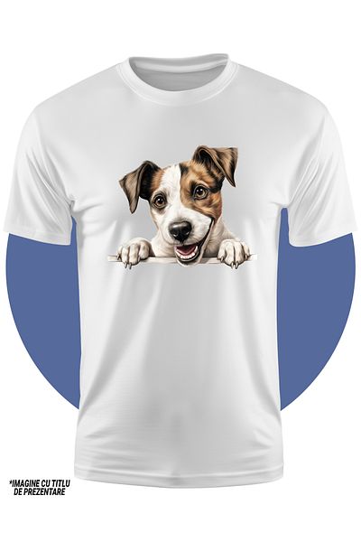StoryGift Romania Tricou Copii Cu Un Caine Energic Care Sta Atarnat Pe Gard, Ilustratie, Nerabdare, Pentru I
