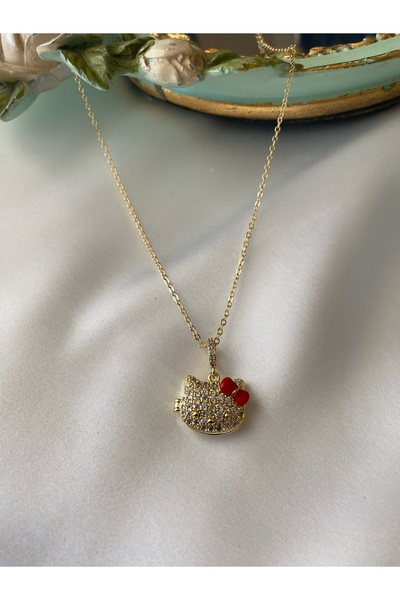 Asia by Leuvoié Asia By Leuvoie Altın Kaplama Açılır Kapaklı Taşlı Kedi Kolye