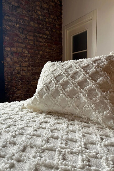 KAYALI HOME Bohem Tek Kişilik Yatak Örtüsü Ekru