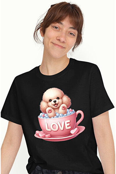 StoryGift Romania Tricou Femei cu un catel blanos care sta intr-o ceasca, ilu...