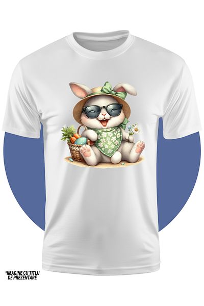 StoryGift Romania Tricou Copii Cu Un Iepuras Care Rade, Ilustratie, Ochelari, Bucurie, Cosulet Cu Morcovi, O