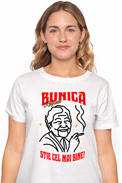 StoryGift Romania Tricou Femei Femeie Vesela Cu Tigara Text Haios Bunica Stie...