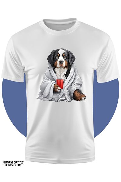StoryGift Romania Tricou Copii Cu Un Caine In Capod Alb, Ilustratie, Tine O Tricou Copii Cu Ceai, Pentru Iub