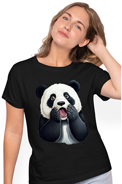 StoryGift Romania Tricou Femei cu un urs Panda care a ramas cu gura cascata, ...