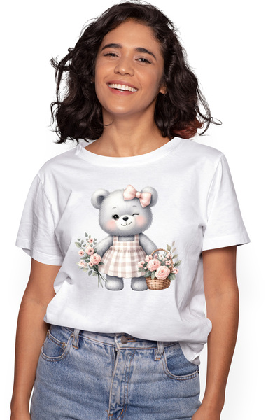 StoryGift Romania Tricou Femei cu o ursoaica, ilustratie, face cu ochiul, fun...