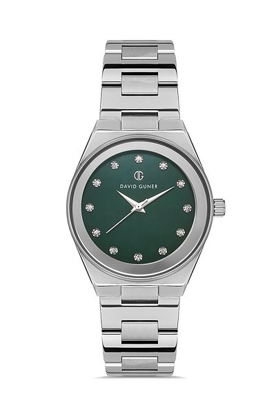DAVID GUNER Women's Wristwatch Dg-8372La-A10 with Silver Coated Green Dial