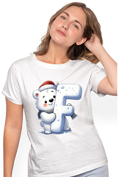 StoryGift Romania Tricou Femei cu un urs polar care tine litera "F", ilustrat...