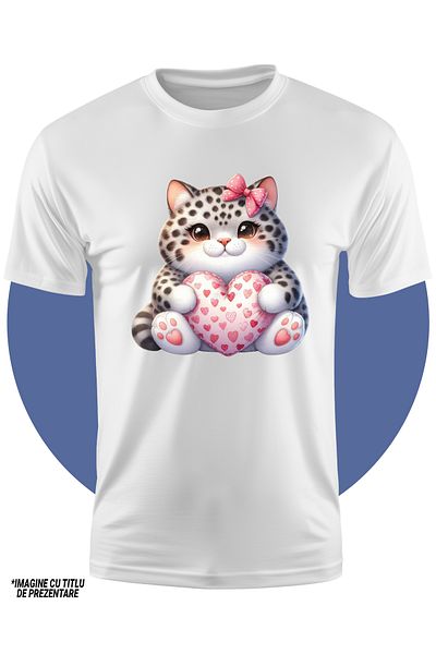StoryGift Romania Tricou Copii Cu O Pisicuta Grasuta Si Dragalasa, Ilustratie, Inima, Funda, Apreciere, Iubi