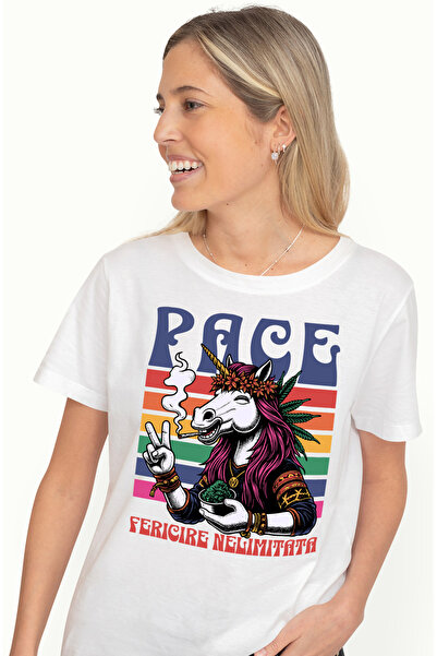 StoryGift Romania Tricou Femei unicorn fericit pace si fericire nelimitata,re...