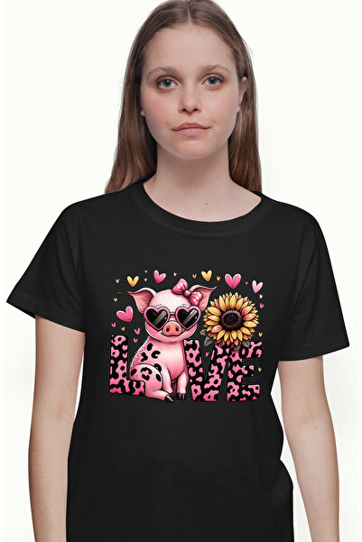 StoryGift Romania Tricou Femei cu purcelus fericit cu mesajul "Love", iubire,...