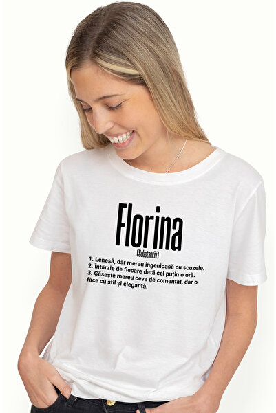 StoryGift Romania Tricou Femei Cu Numele Florina, si Mesaj Amuzant, Lenesa, M...