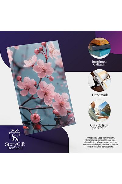 StoryGift Romania Tablou Canvas: Florice De Cires Care Simbolizeaza Sanatatea Si Fericirea, Flori Gasite Frecven