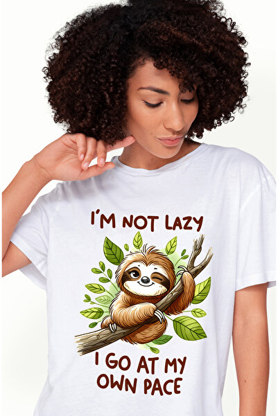 StoryGift Romania Tricou Femei cu animalul sloth/lenes cu mesajul "I'm not la...