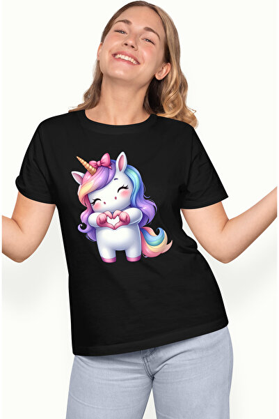 StoryGift Romania Tricou Femei cu un unicorn care face un semn in forma de in...