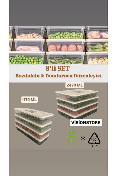 VİZYON Deep Freezer Fridge Organizer Storage Container Diffreeze Organizer Microwave Container