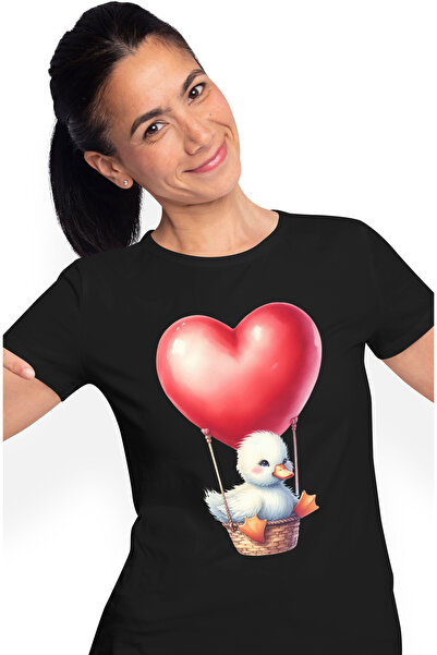 StoryGift Romania Tricou Femei cu o ratusca intr-un balon cu aer cald, ilustr...