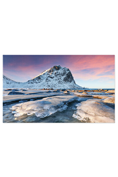 StoryGift Romania Tablou Canvas Peisaj Iarna La Plaja Uttakleiv In Insulele L...