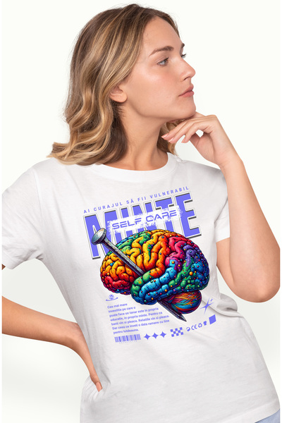 StoryGift Romania Tricou Femei Minte si Self Care -Ai Curajul sa fii Vulnerab...