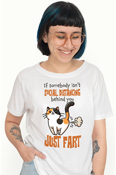 StoryGift Romania Tricou Femei cu pisica cu mesajul "If somebody isn't social...