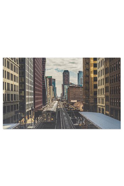 StoryGift Romania Elevated Train Lines Above the Chicago Railroad Canvas Print, Subway, Time, Buildings, Travel